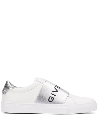 Shop Givenchy Elastic Logo Sneakers In 040 Silver