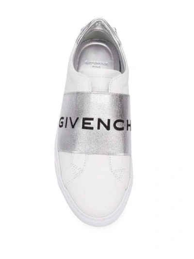 Shop Givenchy Elastic Logo Sneakers In 040 Silver