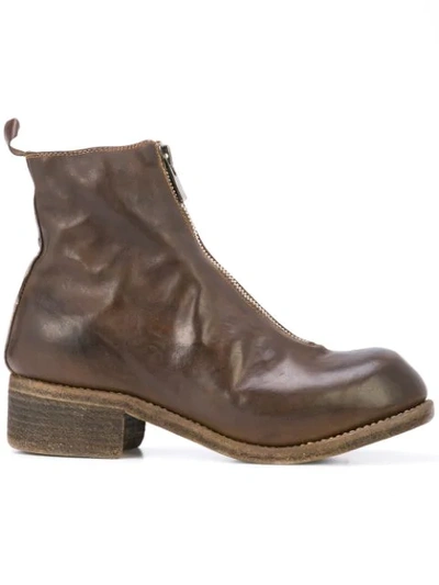 Shop Guidi Front Zip Boots In Brown