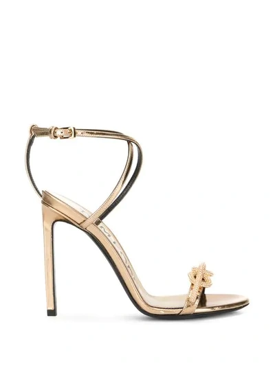 Shop Tom Ford Knot-detail Sandals In Gold