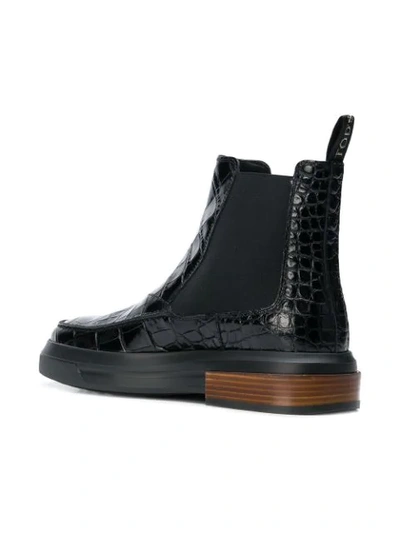 Shop Tod's Croc-effect Boots In Black