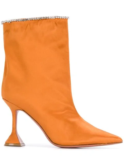 Shop Amina Muaddi 'mia' Stiefel Mit Spitzer Kappe In Orange