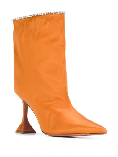 Shop Amina Muaddi 'mia' Stiefel Mit Spitzer Kappe In Orange