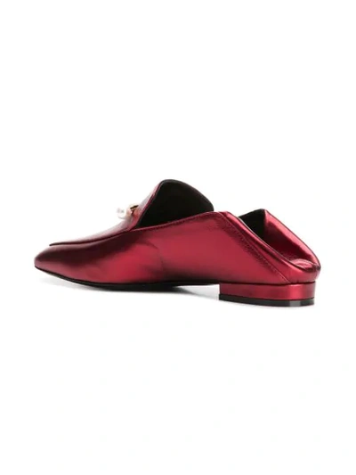 Shop Coliac Pearl Embellished Loafers In Red
