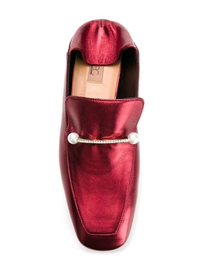 COLIAC PEARL EMBELLISHED LOAFERS - 红色