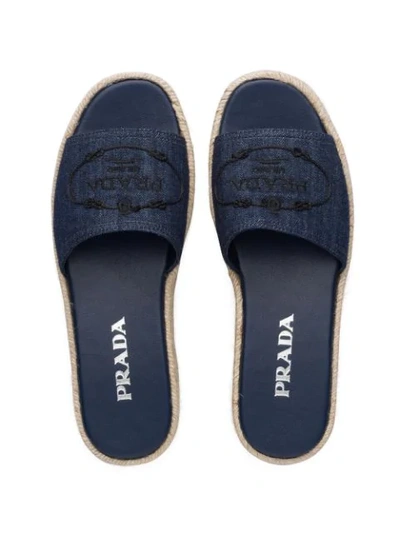 Shop Prada Denim-look Espadrilles In Blue