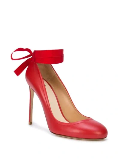 Shop Francesco Russo Bow Tie Pumps In Red