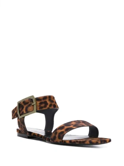 Shop Saint Laurent Leopard Pattern Sandals In Black