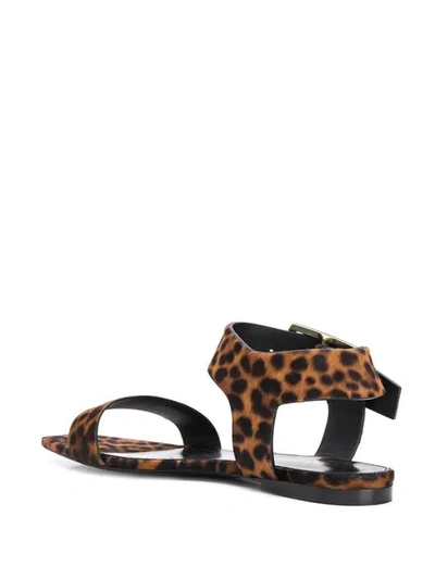 Shop Saint Laurent Leopard Pattern Sandals In Black