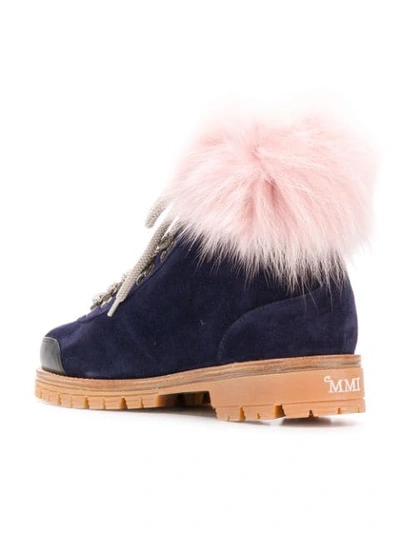 Shop Mr & Mrs Italy Fur-trimmed Hiking Boots In Blue
