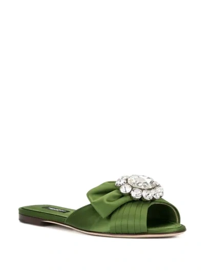 Shop Dolce & Gabbana 'bianca' Pantoletten In Green