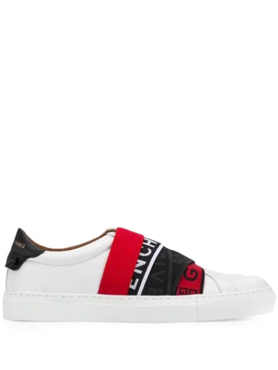 Shop Givenchy Logo Sneakers In 199 White Red Black
