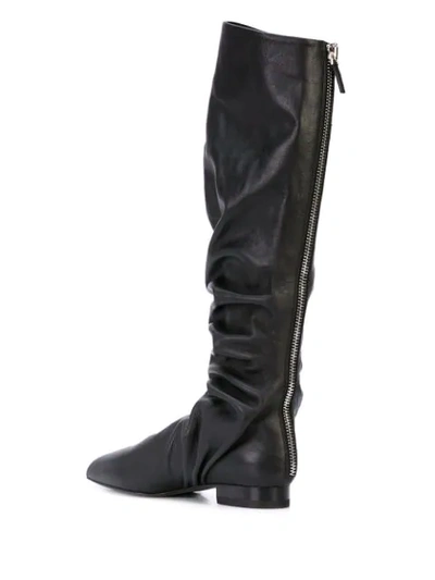 Shop Jil Sander Ruched Knee-high Boots In Black