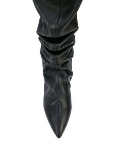Shop Jil Sander Ruched Knee-high Boots In Black