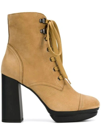 Shop Hogan High Ankle Boots In Neutrals