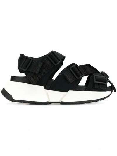 Shop Mm6 Maison Margiela Safety Strap Platform Sandals In Black