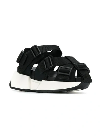 Shop Mm6 Maison Margiela Safety Strap Platform Sandals In Black