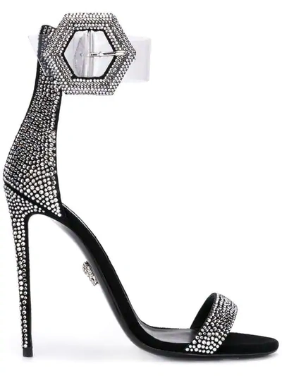 Shop Philipp Plein Crystal Embellished Sandals In 70 Silver