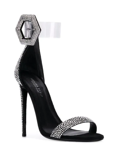Shop Philipp Plein Crystal Embellished Sandals In 70 Silver