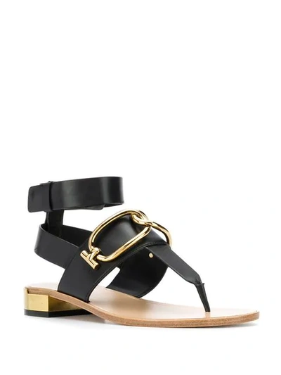 Shop Tod's Chain Strap Flat Sandals In Black
