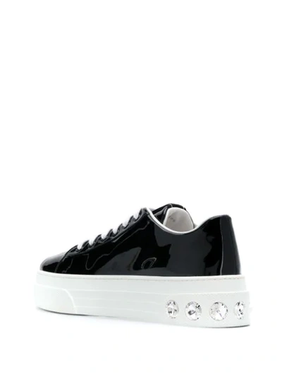Shop Miu Miu Embellished Platform Sneakers - Black