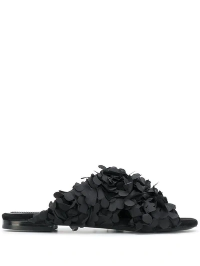 Shop Maison Ernest Textured Slip-on Sandals In Black