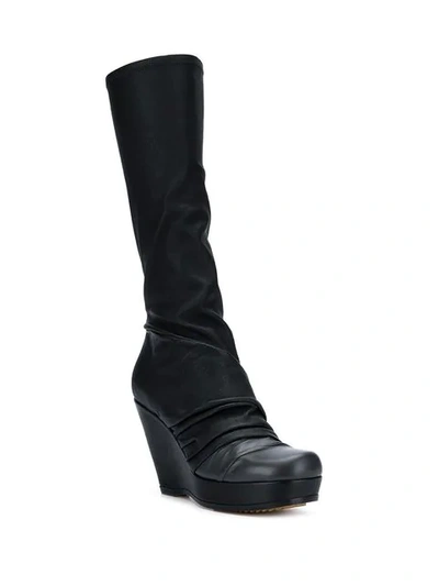 RICK OWENS DRAPED SOCK WEDGE BOOTS - 黑色