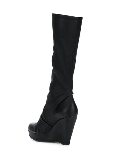 Shop Rick Owens Draped Sock Wedge Boots In Black