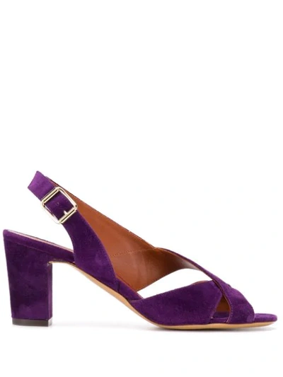 Shop Michel Vivien Velvet Heeled Sandals In Purple
