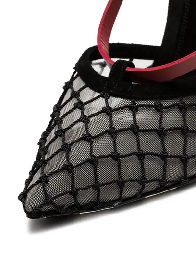 OFF-WHITE LEATHER TAG 110 FISHNET PUMPS - 黑色