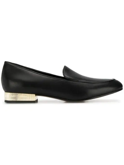 Shop Michael Kors Metal Heel Loafers In Black