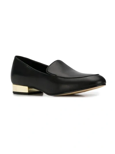 Shop Michael Kors Metal Heel Loafers In Black