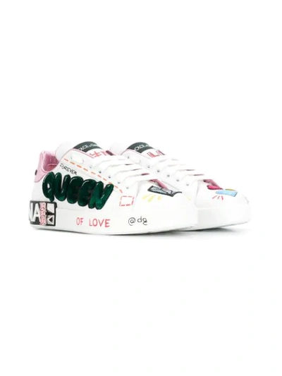 Shop Dolce & Gabbana Queen Appliqué Sneakers In White