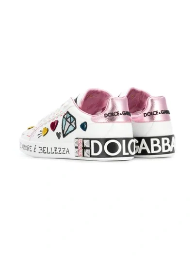Shop Dolce & Gabbana Queen Appliqué Sneakers In White