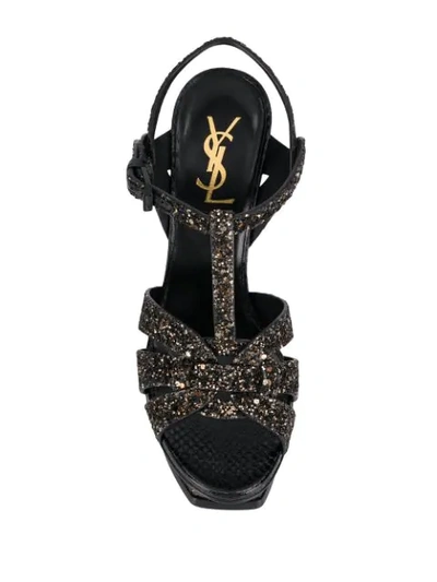 Shop Saint Laurent Glitter-effect Tribute Sandals In Black