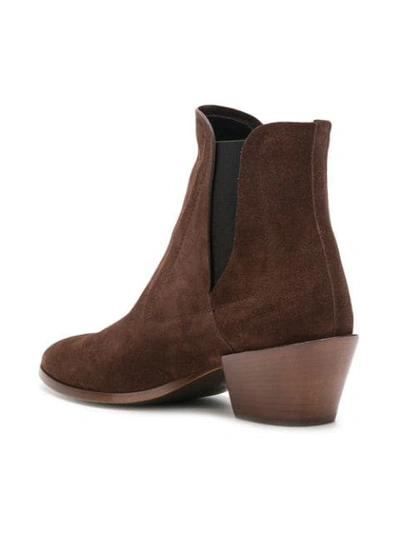 Shop Tod's Low Heel Ankle Boots In Brown