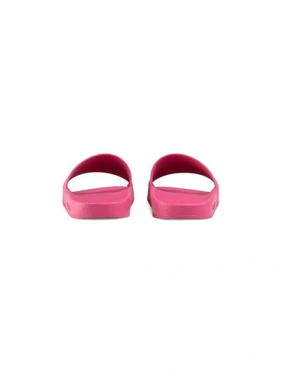 Shop Gucci Logo Rubber Slide Sandals In Pink