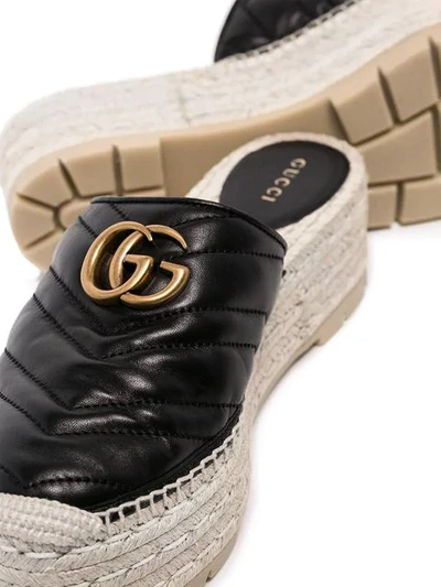 Shop Gucci Black Gg Pilar 50 Raffia And Leather Espadrilles
