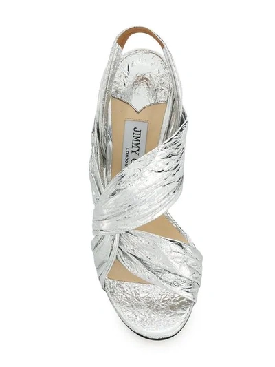 Shop Jimmy Choo Silver Lalia 100 Sandals