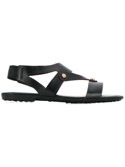 Shop Tod's Open Toe Flat Sandals In B999 Nero