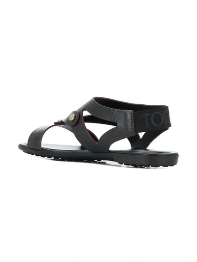 Shop Tod's Open Toe Flat Sandals In B999 Nero