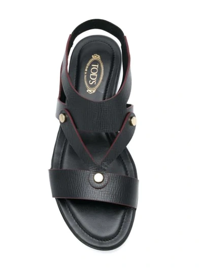 Shop Tod's Open Toe Flat Sandals In B999 Nero