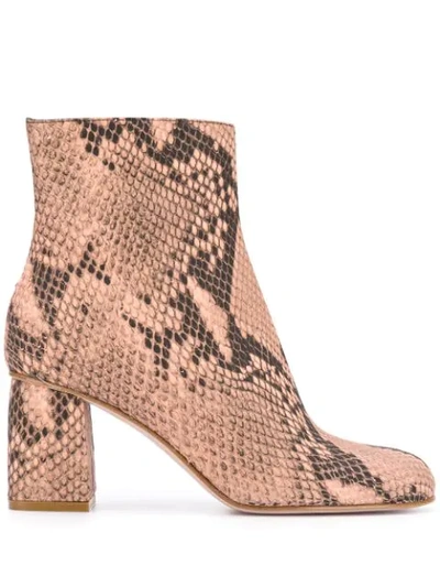 Shop Red Valentino Red(v) Snake Print Boots In Neutrals