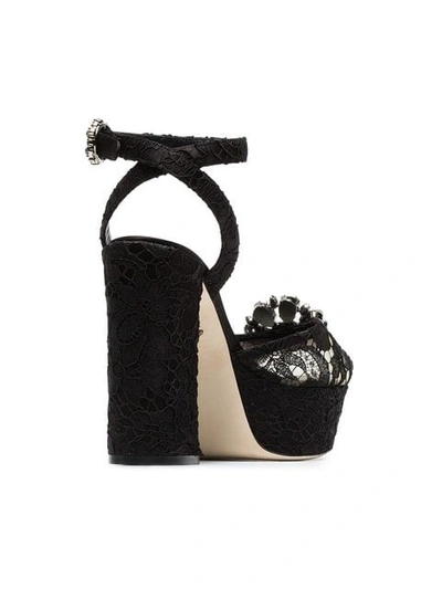 Shop Dolce & Gabbana Black Keira 120 Lace Platform Sandals