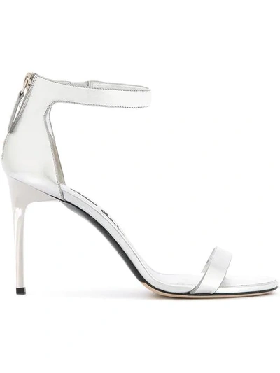 Shop Oscar De La Renta Ankle Strap Sandals In Silver