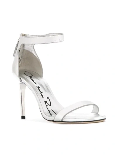 Shop Oscar De La Renta Ankle Strap Sandals In Silver