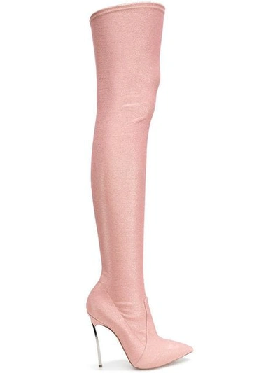 Shop Casadei Blade Over-the-knee Boots In Pink