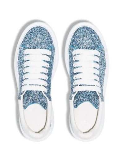 Shop Alexander Mcqueen Oversized Glitter Sneakers In Blue