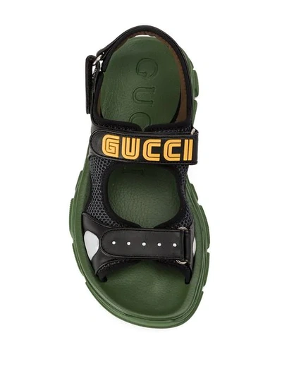 Shop Gucci Sega Logo Sandals In Black