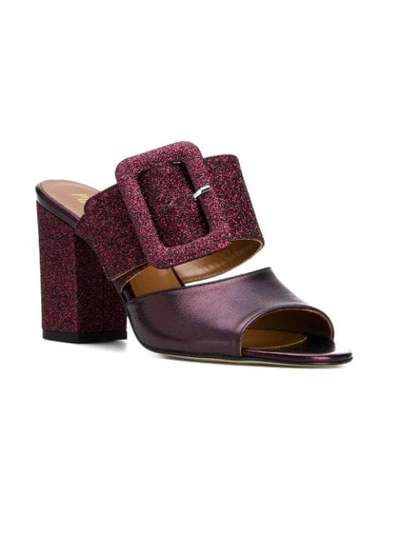 Shop Paris Texas Glitter Buckled Mules In Pink